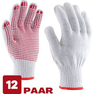 Handschoen Katoen met Antislip - 12 paar - Naadloos - Polkadot - Maat 11