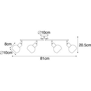 QAZQA vidro - Moderne Plafondspot | Spotje | Opbouwspot - 4 lichts - L 81 cm - Grijs - Woonkamer | Slaapkamer | Keuken