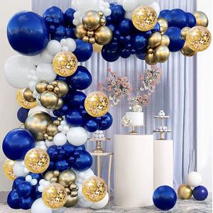 Ballonnenboog Goud night blue - 131-delig ballonnenpakket Goud / night blue - Babyshower feestversiering, Decoratie, Ballonnenboog verjaardag - Huwelijk - Pensioen versiering - Geslaagd versiering - Ballonnen pilaar