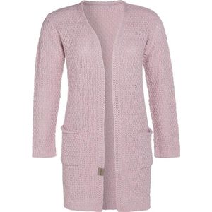 Knit Factory Luna Gebreid Vest Roze - Gebreide dames cardigan - Middellang vest reikend tot boven de knie - Roze damesvest gemaakt uit 30% wol en 70% acryl - 40/42 - Met steekzakken