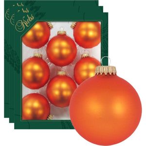 24x Wildfire Velvet oranje glazen kerstballen 7 cm kerstboomversiering - mat - Kerstversiering/kerstdecoratie oranje