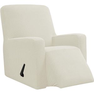 Hoes fauteuil jacquard, Fauteuilhoezen, stretchhoes voor relaxfauteuil compleet, Elastische hoes voor tv fauteuil (Wit)