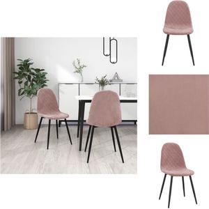 vidaXL Eetkamerstoelen - Roze Fluweel - 45 x 53.5 x 87 cm - Ergonomisch - Eetkamerstoel