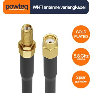 2 meter Wi-Fi antenne verlengkabel - RP-SMA naar RP-SMA - Geschikt tot 5.8 Ghz - Voor binnen