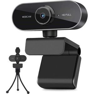 iFoulki Full HD 1080P webcam met stereomicrofoon, pc-camera voor videochatten en opnemen, studeren, conferenties, webcam compatibel met Windows, Mac en Android, met autofocus en groothoek, roterende clip