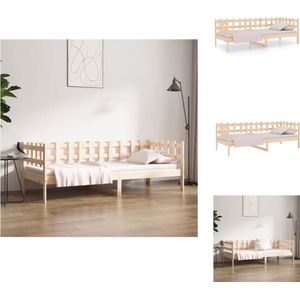 vidaXL Logeerbed Hout 203.5 x 96 x 68.5 cm - Massief grenenhout - 3-zijdig bedhek - Gelat ontwerp - Veelzijdig bed - Extra opbergruimte - vidaXL - Bed