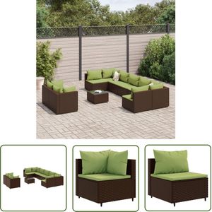 The Living Store Loungeset Tuinmeubel - Bruin PE-Rattan - Modulair Design