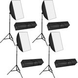 tectake - 4 x studiolamp - Set van 4 studiolampen set met softbox - 403355