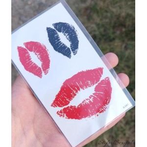 Kussende Lippen - Lipstick Kus - Sexy Lippen - Tijdelijke Tattoos - Nep Tatoeage - Verwijderbare Tattoo