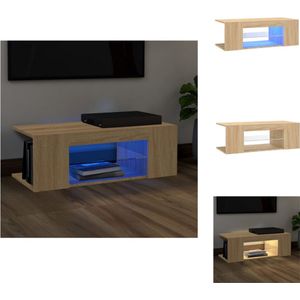 vidaXL TV-meubel Sonoma Eiken - 90x39x30 cm - Met RGB LED-verlichting - Kast