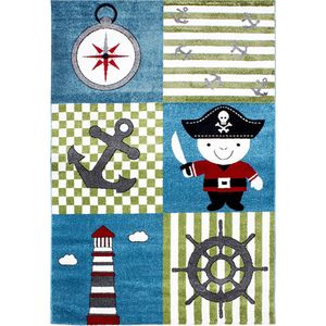 Pochon - Tapijt Kids - Veelkleurig - 230x160x1,1 - Vloerkleed - Piraten - Hoogpolige Vloerkleed - Vloerkleed voor Kinderkamer - Speelkleed - Rechthoekige Tapijt - Rechthoekige Vloerkleed