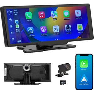 Draagbare Autoradio met Draadloze Frontcamera en Achteruitrijcamera - Bluetooth - 10.26 Inch Scherm - HD Resolutie - 12V-24V Voeding - Bestel Nu!