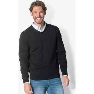 Twinlife Heren Pullover V-Neck Gebreid - Trui - Regular Fit - Herfst en Winter - Zwart - XL
