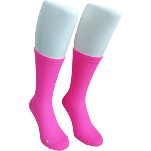 WeirdoSox - Compressie sokken - Kuit hoogte - Steunkousen voor vrouwen en mannen - 1 paar - Fluor Roze 43/46 - Ideaal als compressiekousen hardlopen - compressiekousen vliegtuig