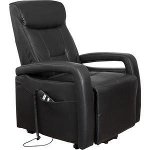 Finlandic Elektrische sta-op en relax stoel, gebruiksklaar afgeleverd, verrijdbaar 2-motorig zwart vegan leder F-502