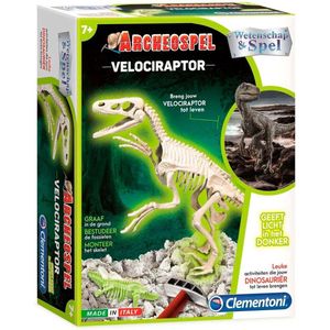 Clementoni Archeospel Velociraptor - Geschikt voor kinderen vanaf 7 jaar - Met hamer en beitel - Glow in the dark