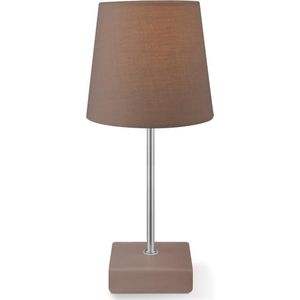 Home Sweet Home - Klassieke tafellamp Arica - Bruin - 15/15/33cm - bedlampje - geschikt voor E14 LED lichtbron - gemaakt van Stoffen