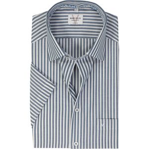 MARVELIS modern fit overhemd - korte mouw - popeline - donkerblauw gestreept - Strijkvrij - Boordmaat: 44