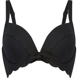 Hunkemöller Dames Badmode Voorgevormde beugel bikinitop Scallop - Zwart - maat F85
