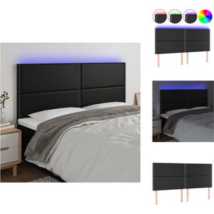 vidaXL LED-hoofdbord Zwart - Kunstleer 180 x 5 cm - Kleurrijke LED-verlichting - Bedonderdeel