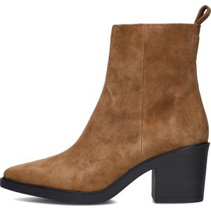 Notre-V 15636 Enkellaarsjes - Enkelboots met rits - Dames - Cognac - Maat 40