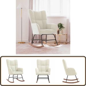 vidaXL Schommelstoel - Fluweel Crèmewit Schommelstoel - Lounge Stoel - Relaxstoel - Fluweel Stoel - Creme Wit Meubilair