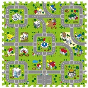 Verkeer / Stad Foam Puzzel Speelmat - 9 Speelmatten - Puzzelmat 90x90x1cm