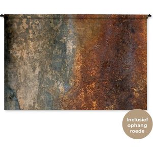 Wandkleed - Wanddoek - Staal - Roest - Oud - Oranje - Grijs - Patroon - Abstract - 180x120 cm - Wandtapijt