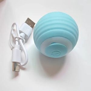 Slimme Interactieve Kattenbal – Lichtblauw – 4,2 cm – Automatisch Rollend – USB Type-C Oplaadbaar – Voedselveilig Siliconen – Voor Kleine Kattenrassen – Geluidsarm – Met LED Verlichting – Kattenspeeltje – Speelgoed Kat – Huisdier Cadeau