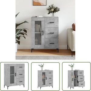 The Living Store Dressoir 69,5x34x90 cm bewerkt hout betongrijs - Dressoir - Meubels - Houten Dressoir - Vintage Dressoir - Opbergkast