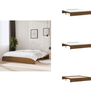 vidaXL Bedframe - Bedframes - Bed - Bedbodem - Bedframe massief hout honingbruin 200x200 cm