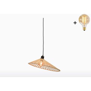 Hanglamp - BROMO - Bamboe - Asymmetrisch - Medium (50x12cm) - Met LED-lamp