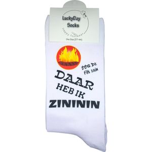 Zininin - BBQ Sokken - Barbecue - Verjaardags cadeau vrouw en man - vrolijke sokken - Valentijns cadeau - Witte sokken met tekst - grappige sokken - leuke dames en heren sokken - moederdag - vaderdag - Sokken waar je vrolijk van wordt - Maat 37-44