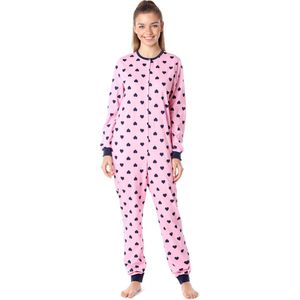 Merry Style Meisjes Jongeren Pyjama Jumpsuit - Lange mouwen - Lange broek - Katoen - MS-MS10-335-PJ - Roze/Donkerblauwe Harten - 170