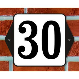Huisnummerbord Klassiek - Nummer 30 - 14 x 11 cm - incl. bevestiging | - naambord - nummerbord - voordeur