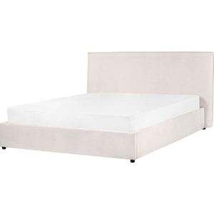 LAVAUR - Bed met opbergruimte - Gebroken wit - 160 x 200 cm - Fluweel