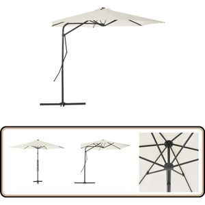 vidaXL Parasol zandkleurig 300 cm met stalen paal Zonnescherm - Parasol - Buitenschilderij - Tuingerelateerde Producten - Tuinaccessoires