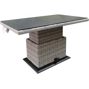 Miami lounge-diningtafel 130x75xH47-71 cm in hoogte verstelbaar wit grijs