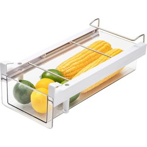 Koelkast organizer, koelkast organizer lade met handvat, uittrekbare koelkast lade organizer koelkast opbergdoos voor kaas, delicaat vlees