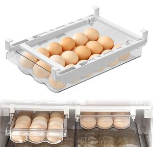 Lades eierhouder, eierhouder koelkast met glijrail en handgreep, frigerator ei organizer en bespaart koelkastruimte, slab voor maximaal 18 eieren (ei-organizer)