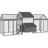 DailySupplies® Kippenhok - Kippenren - Kippenhok met Ren - Konijnenhok - Konijnenren - Grijs