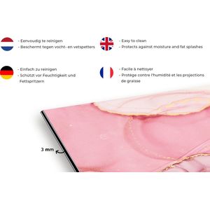 Spatscherm - Roze - Goud - Marmer print - Spatwand - Inductiebeschermer - Keuken - Luxe - Achterwand keuken - 120x80 cm
