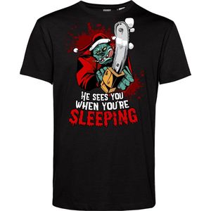 T-shirt kind Monster Santa | Foute Kersttrui Dames Heren | Kerstcadeau | Kerstpakket | Zwart | maat 164