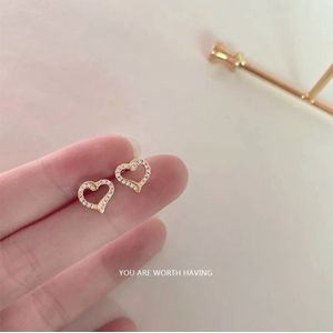 Gading® dames oorknopjes met zirkonia- hartje oorknpjes-goudkleurig-zilver 925