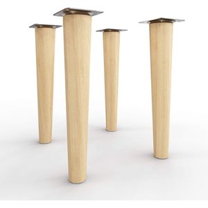houten meubelpoten - Clif Round | Olieafwerking | Hoogte: 25 cm | HMF1 | rond, conisch (rechte versie) | Materiaal: massief hout (beuken) | voor stoelen, tafels, kasten etc.