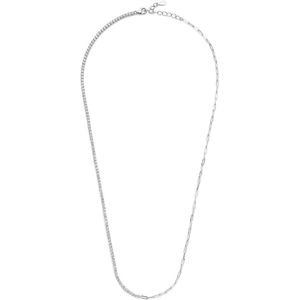 New Bling 9NB-1258 Zilveren Half Tennis Ketting - Half Schakels Ketting 2mm Zirkonia - 42+3cm - Rhodium - Zilver