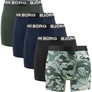 Bjorn Borg - Björn Borg Performance Boxershorts 5-Pack Zwart Groen Blauw - Heren - Maat L - Body-fit