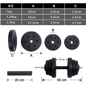 Rootz Dumbbell Set - Dumbells - Verbindende Stalen Buis - Fitness - Gewichtheffen - 2,5 kg - 1,25 kg - 1 kg