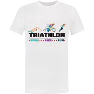 Triathlon Heren T-shirt - sport - combinatieduursport - gecombineerde sporten - krachtsport - hardlopen - wielrennen - zwemmen - shirt