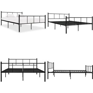 vidaXL Bedframe metaal zwart 160x200 cm - Bedframe - Bedframes - Tweepersoonsbed - Tweepersoonsbedden